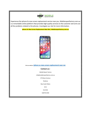 Iphone Xs Max Screen Replacement Near Me | Mobilerepairfactory.com.au