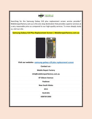 Samsung Galaxy S10 Plus Replacement Screen | Mobilerepairfactory.com.au