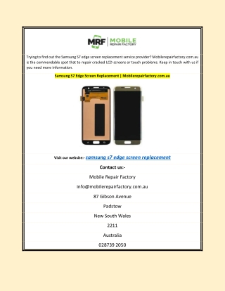 Samsung S7 Edge Screen Replacement | Mobilerepairfactory.com.au