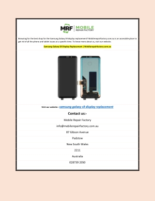 Samsung Galaxy S9 Display Replacement | Mobilerepairfactory.com.au