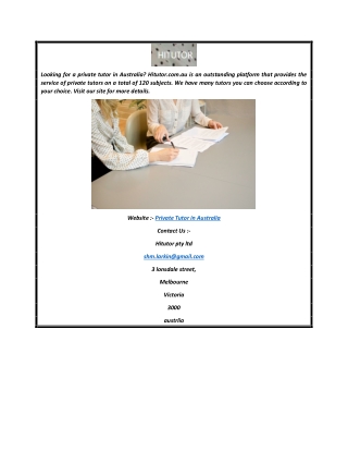 Private Tutor In Australia  Hitutor.com.au