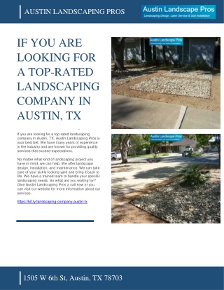 AUSTIN LANDSCAPING PROS - IF YOU ARE LOOKING FOR A TOP-RATED LANDSCAPING COMPANY IN AUSTIN, TX