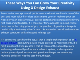 These Ways You Can Grow Your Creativity Using X Design Exhaust