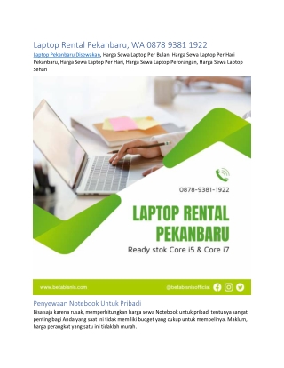 Laptop Rental Pekanbaru, WA 0878 9381 1922