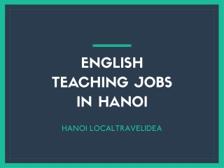 ENGLISH TEACHING JOBS IN HANOI