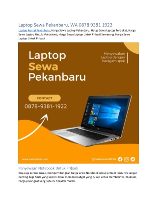 Laptop Sewa Pekanbaru, WA 0878 9381 1922