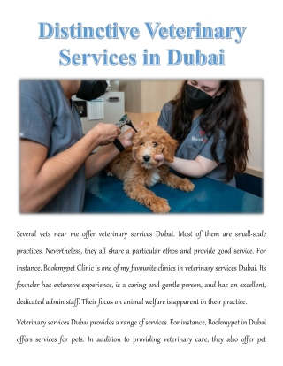 Distinctive Veterinary Services in Dubai
