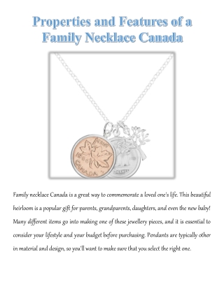 Properties and Features of a Family Necklace Canada