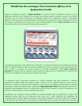 Bénéficiant des avantages d'un traitement efficace de la dysfonction érectile