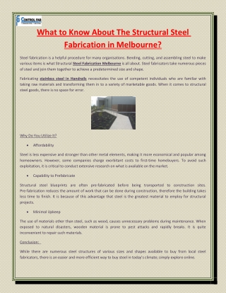 What to Know About The Structural Steel Fabrication in Melbourne