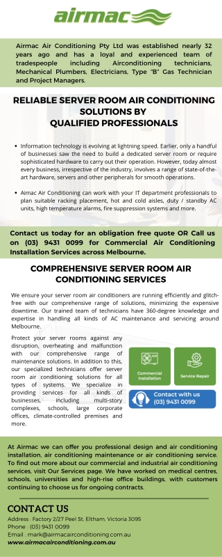 Server Room Air Conditioning With Airmac