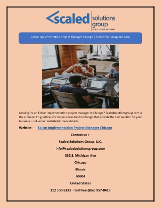 Epicor Implementation Project Manager Chicago | Scaledsolutionsgroup.com