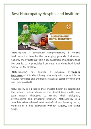 Best Naturopathy Hospital and Institute