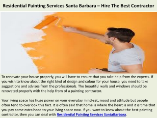 Residential Painting Services Santa Barbara – Hire The Best Contractor