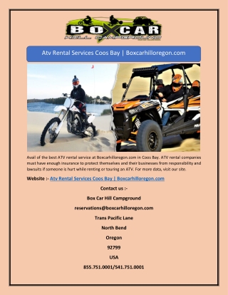 Atv Rental Services Coos Bay | Boxcarhilloregon.com