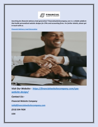 Financial Advisory Lead Generation | Financialwebsitecompany.com