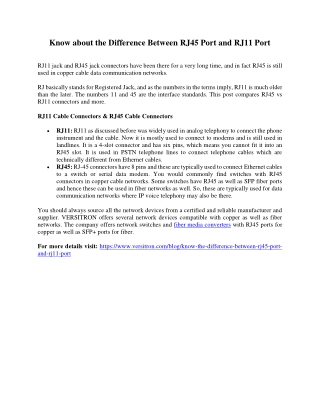 Know the Difference Between RJ45 Port and RJ11 Port