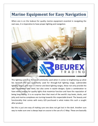Marine Equipment for Easy Navigation