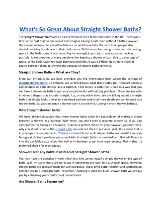 What’s So Great About Straight Shower Baths