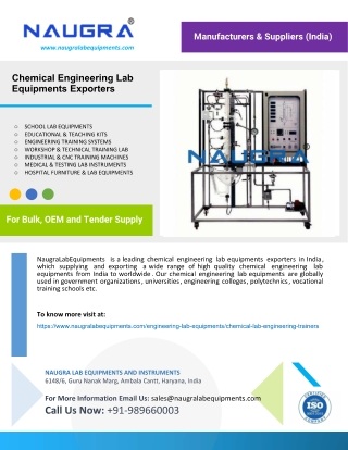 Chemical Engineering Lab Equipments Exporters