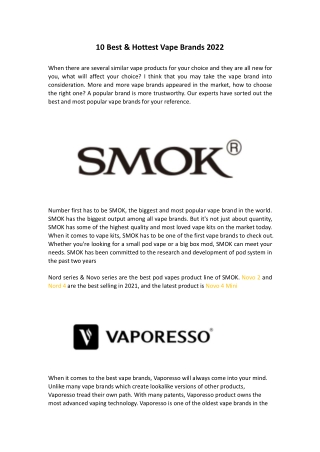 10 Best & Hottest Vape Brands 2022