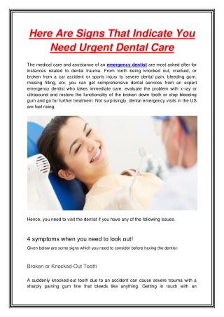 Here Are Signs That Indicate You Need Urgent Dental Care