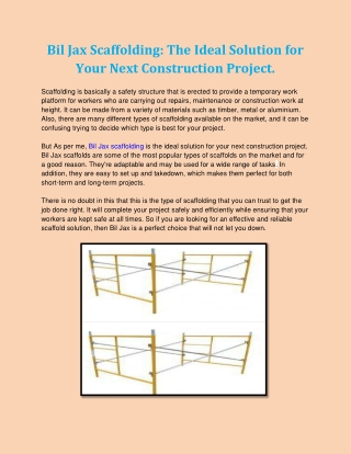 The Ideal Solution for Your Next Construction Project