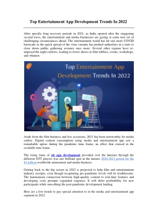 Top Entertainment App Development Trends In 2022