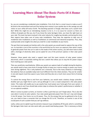 Learning More About The Basic Parts Of A Home Solar System