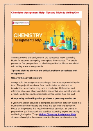 Chemistry Assignment Help- Tips and Tricks to Writing One