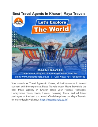 Best Travel Agents in Kharar  Maya Travels