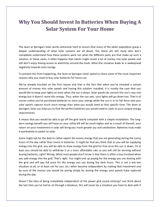 Why You Should Invest In Batteries When Buying A Solar System For Your Home