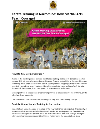 Karate Training in Narromine How Martial Arts Teach Courage