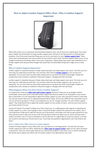 How to Adjust Lumbar Support Office Chair