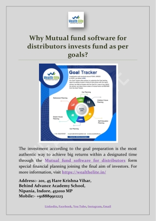 Why Mutual fund software for distributors invests fund as per goals