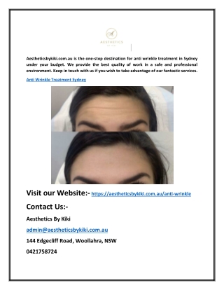 Anti Wrinkle Treatment Sydney | Aestheticsbykiki.com.au