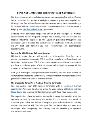 First Aid Certificate Renewing Your Certificate