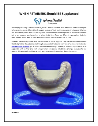 WHEN RETAINERS Should BE Supplanted