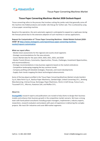 Tissue Paper Converting Machines Market Forecasts to 2028