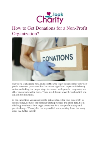 How to Get Donations for a Non-Profit Organization