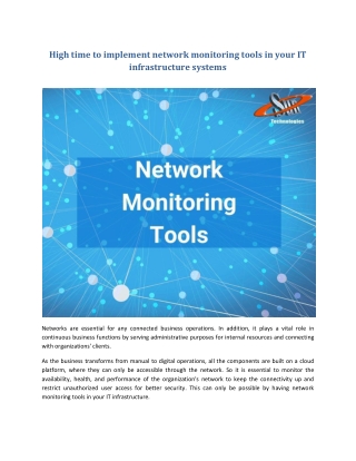 High time to implement network monitoring tools in your IT infrastructure systems