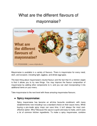 What are the different flavours of mayonnaise