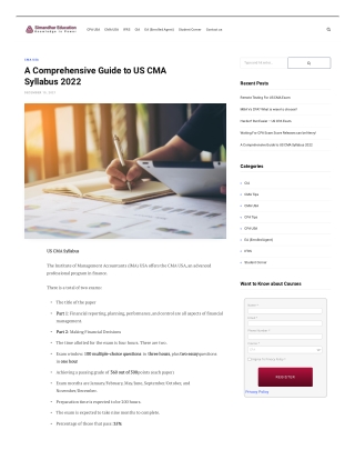 A Comprehensive Guide to US CMA Syllabus 2022