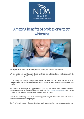 Amazing benefits of professional teeth whitening