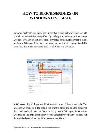 How To Block Senders On Windows Live Mail - Easy Methods