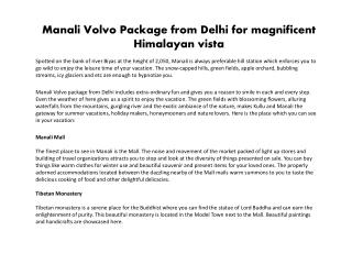 Manali Volvo Package from Delhi for magnificent Himalayan vi