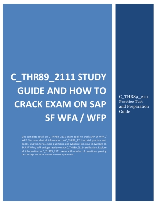 C_THR89_2111 Study Guide and How to Crack Exam on SAP SF WFA / WFP