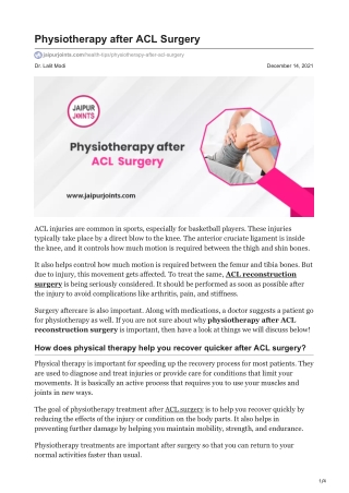 Physiotherapy after ACL Surgery