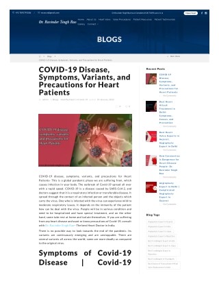 COVID-19 disease, symptoms, variants, and precautions for Heart Patients