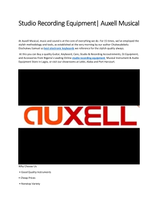 Studio Recording Equipment Auxell Musical
